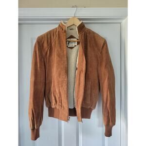 Vintage Berman's The Leather Experts Suede Sherpa Lined Bomber Jacket Size 40